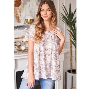 Comfortable Sand Olive Scoop neck Tie Dye Tunic Top L